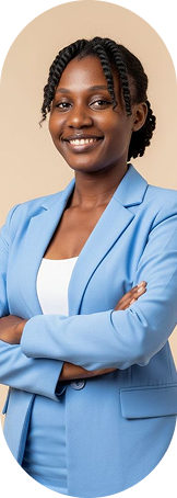 Smiling instructor in a blue blazer